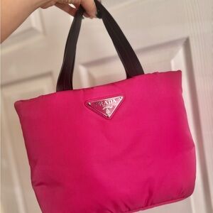 Prada Fuchsia Tote with Black Handles